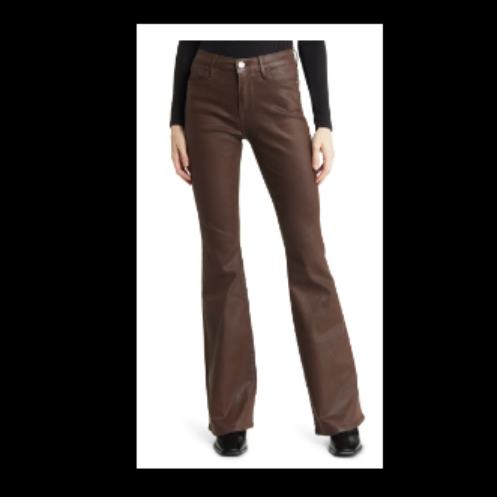 FRAME Le High Flare Coated Jeans, Dark Chocolate,Size29,NWT